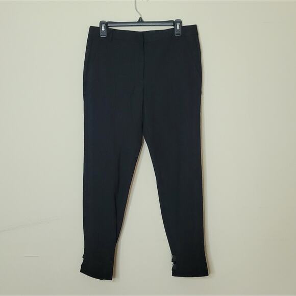 Tibi Anson Stretch Buckled Hem Black Pants Ankle Casual 6 - Picture 2 of 8